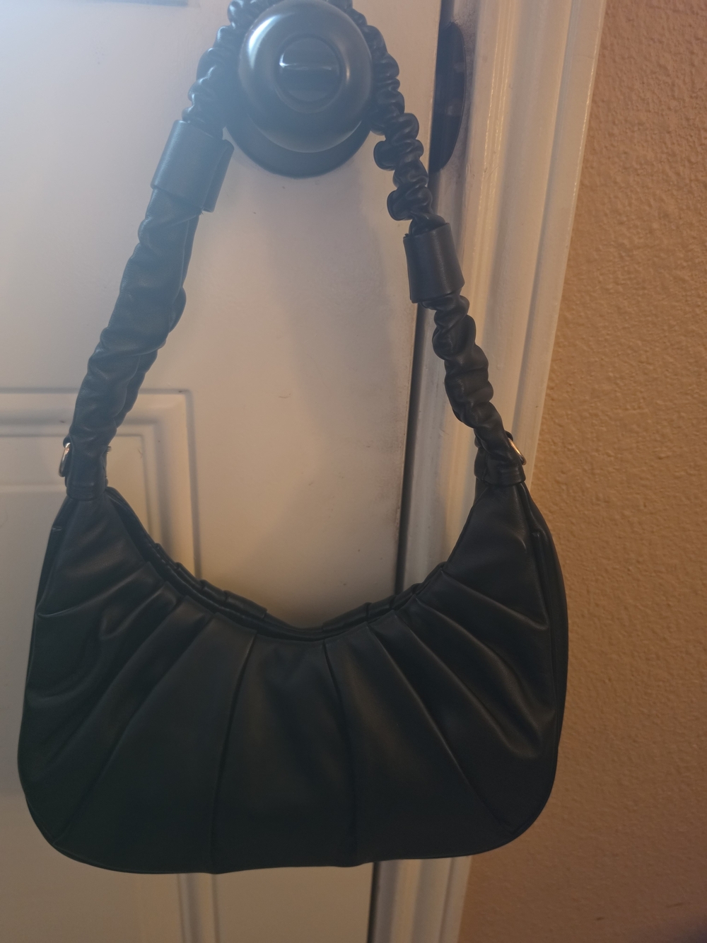 Petite Simone Black Pleated Shoulder Bag